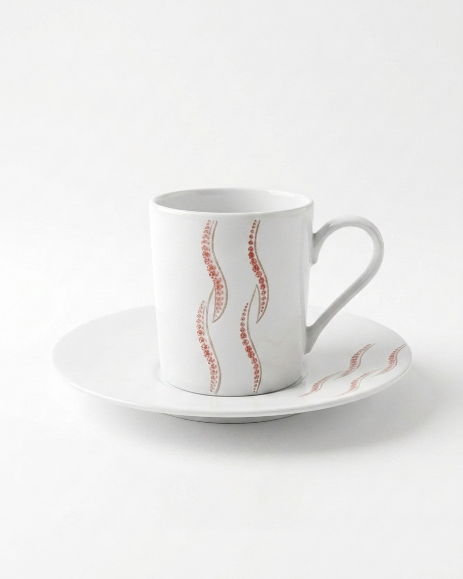 Wavy Porcelain Cup & Saucer Set - 12 servings