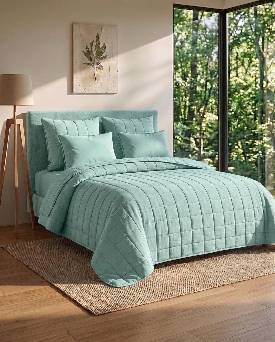SoftBlend Coverlet – Aqua Mint  (Full Set)