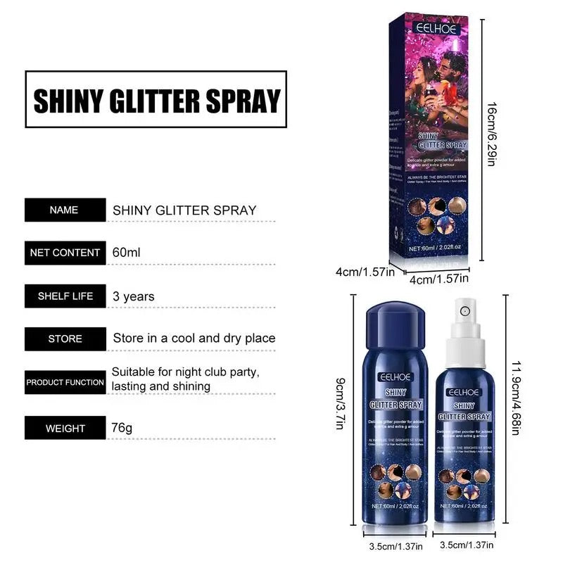 Shiny Glitter Spray Body Glitter Spray, Hair Glitter - Medaid International
