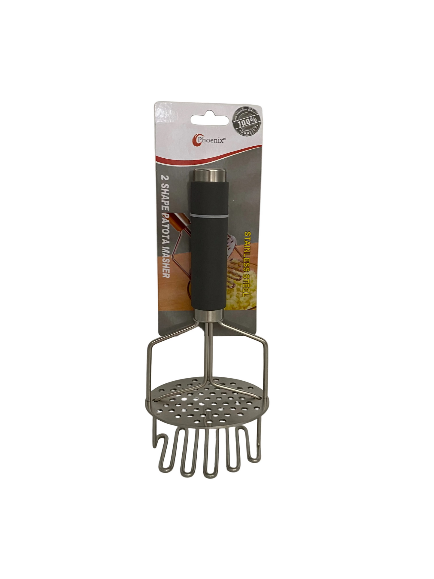 Phoenix, 2 Shape Stainless Steel Potato Masher -Grey Handle
