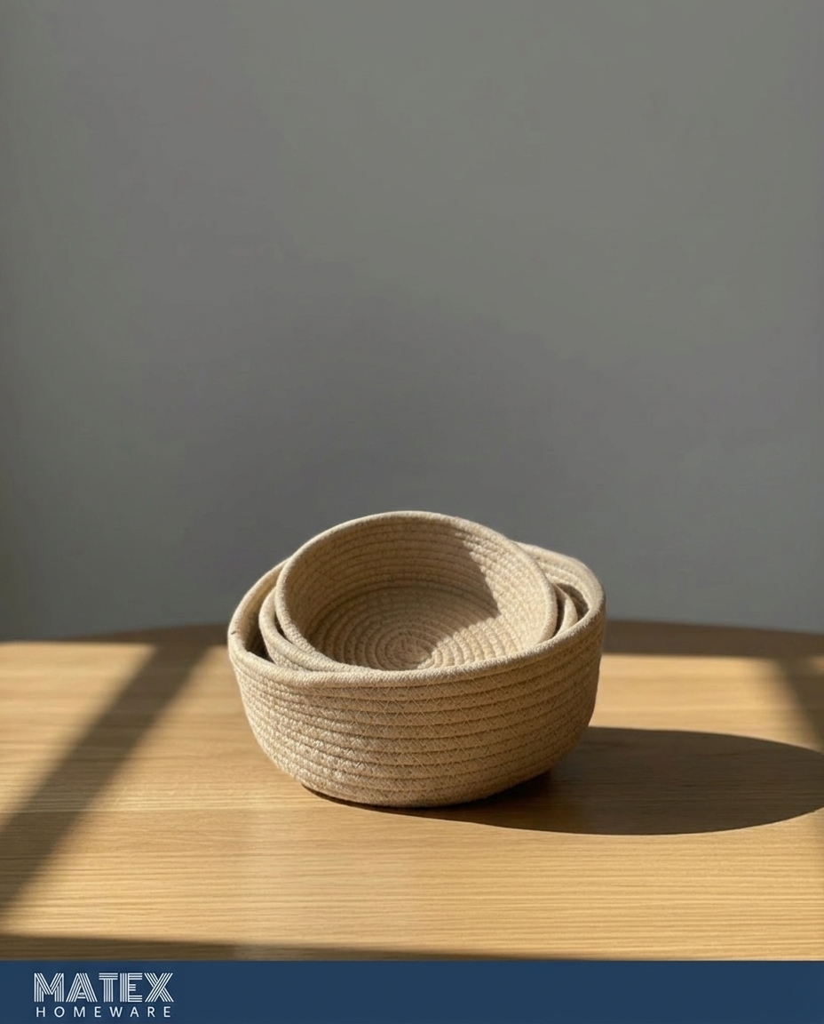 HavenNest Cotton Rope Basket Set (3pcs)