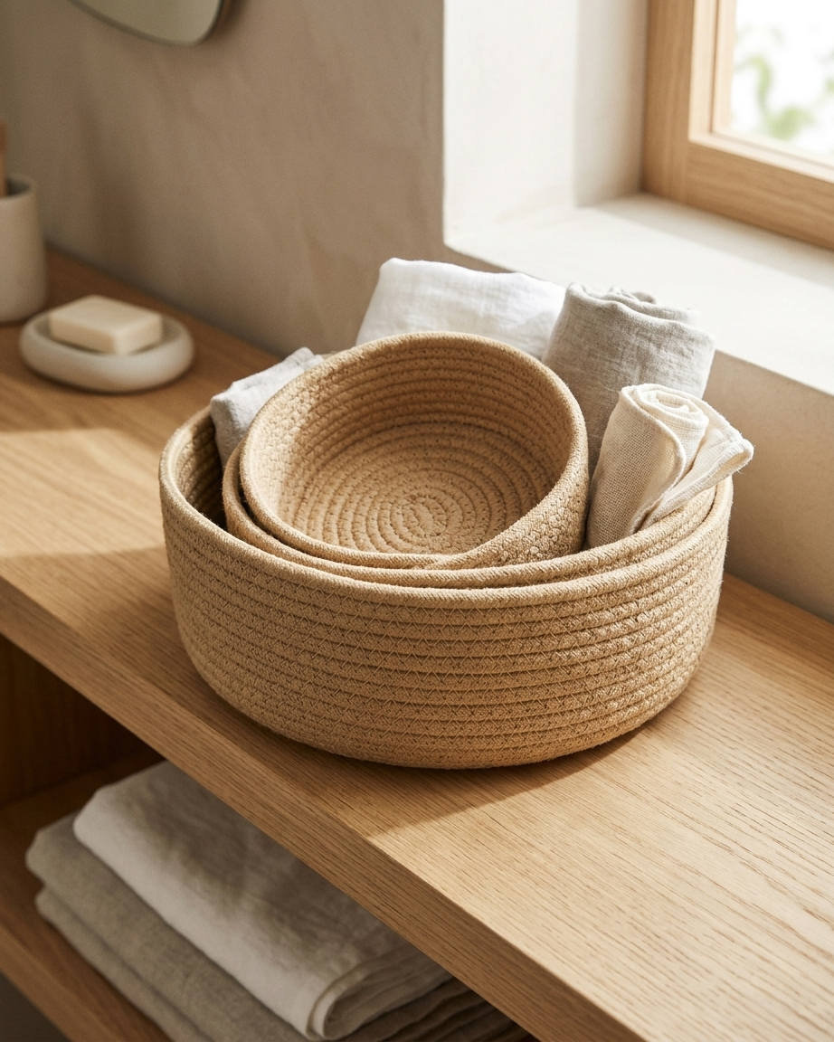 HavenNest Cotton Rope Basket Set (3pcs)