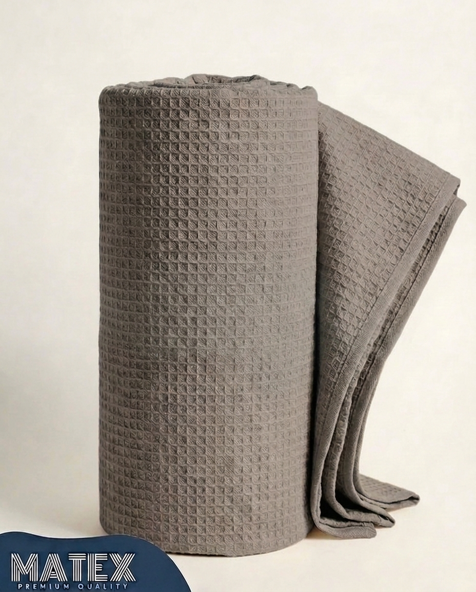 Stone Greige Waffle Cotton Piqué Blanket