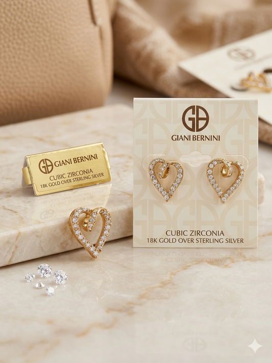Giani Bernini Women's Gold Cubic Zirconia Open Heart Stud Earrings | Giani Bernini In Lebanon