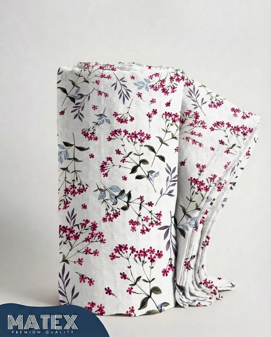 Cherry Bloom Cotton Piqué Blanket