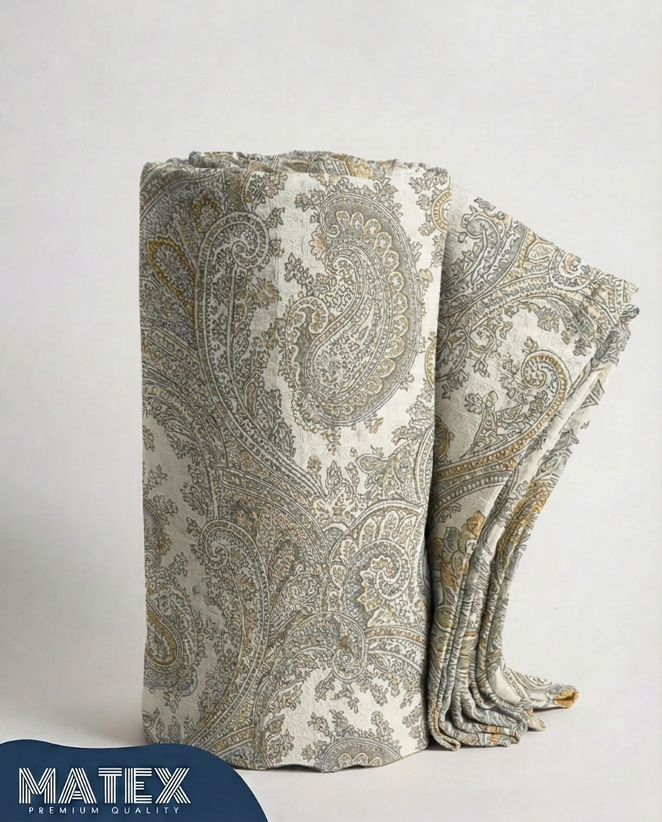 Imperial Paisley Beige Cotton Piqué Blanket
