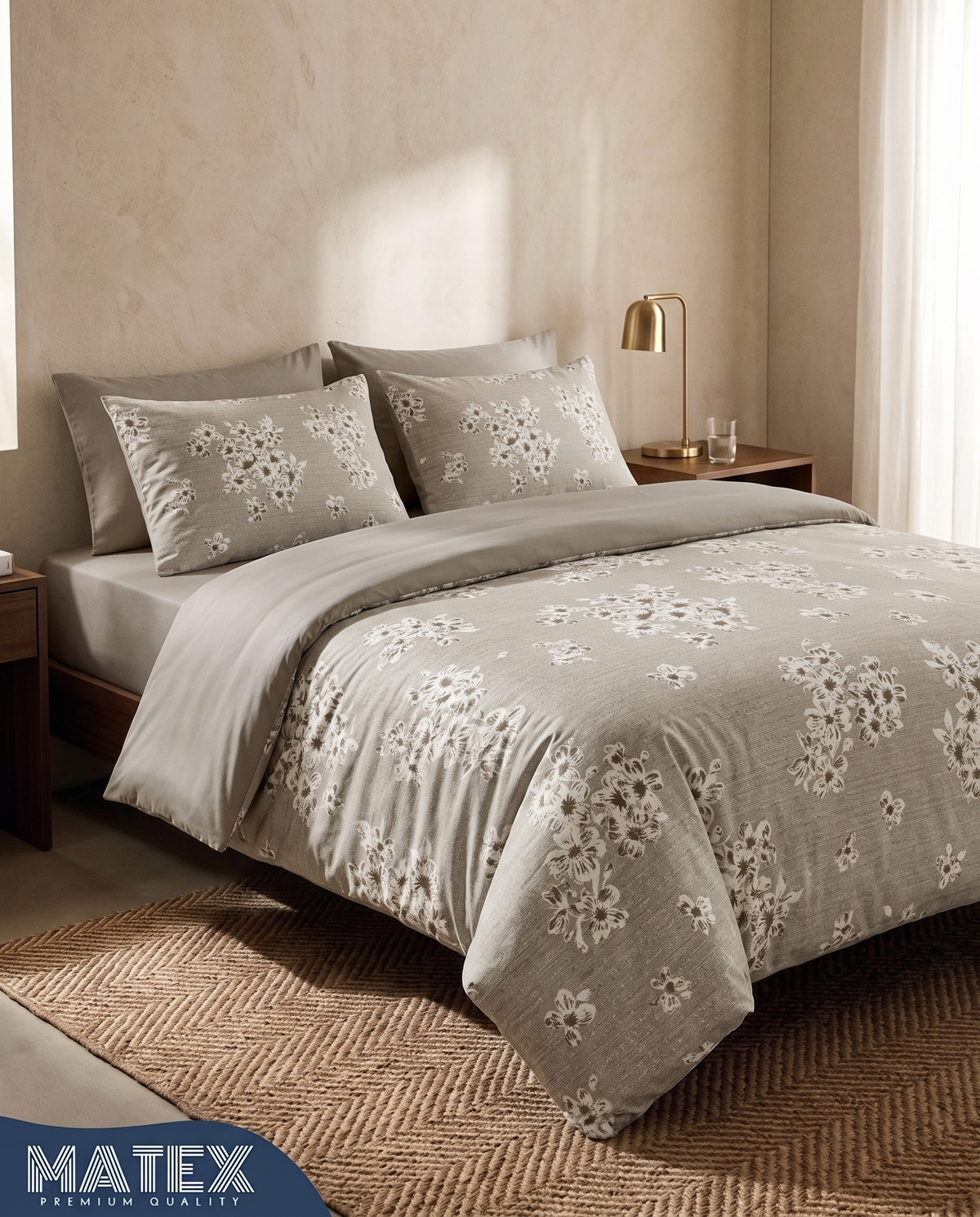 Double Linen Blossom Blossom Bed Set (4pcs)