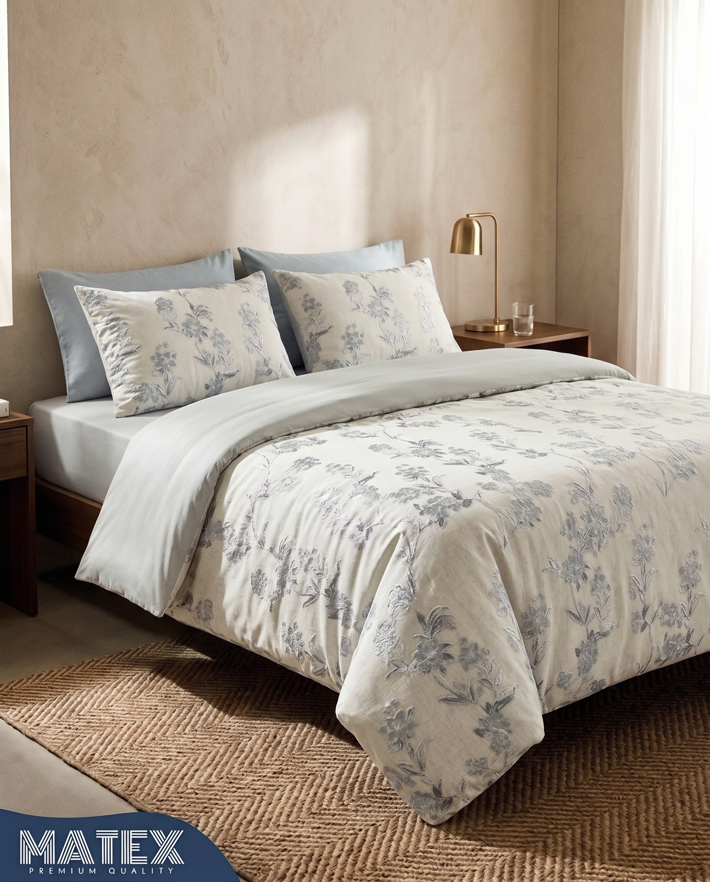 Double Size Blue Botanica Bed Set (4pcs)