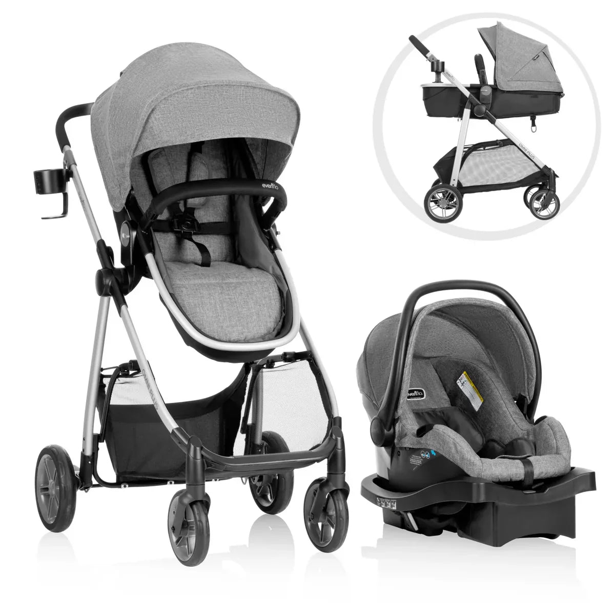 Evenflo - Omni Plus Modular - Travel System - Lightmax Sport Infant Car Seat - Light Gray