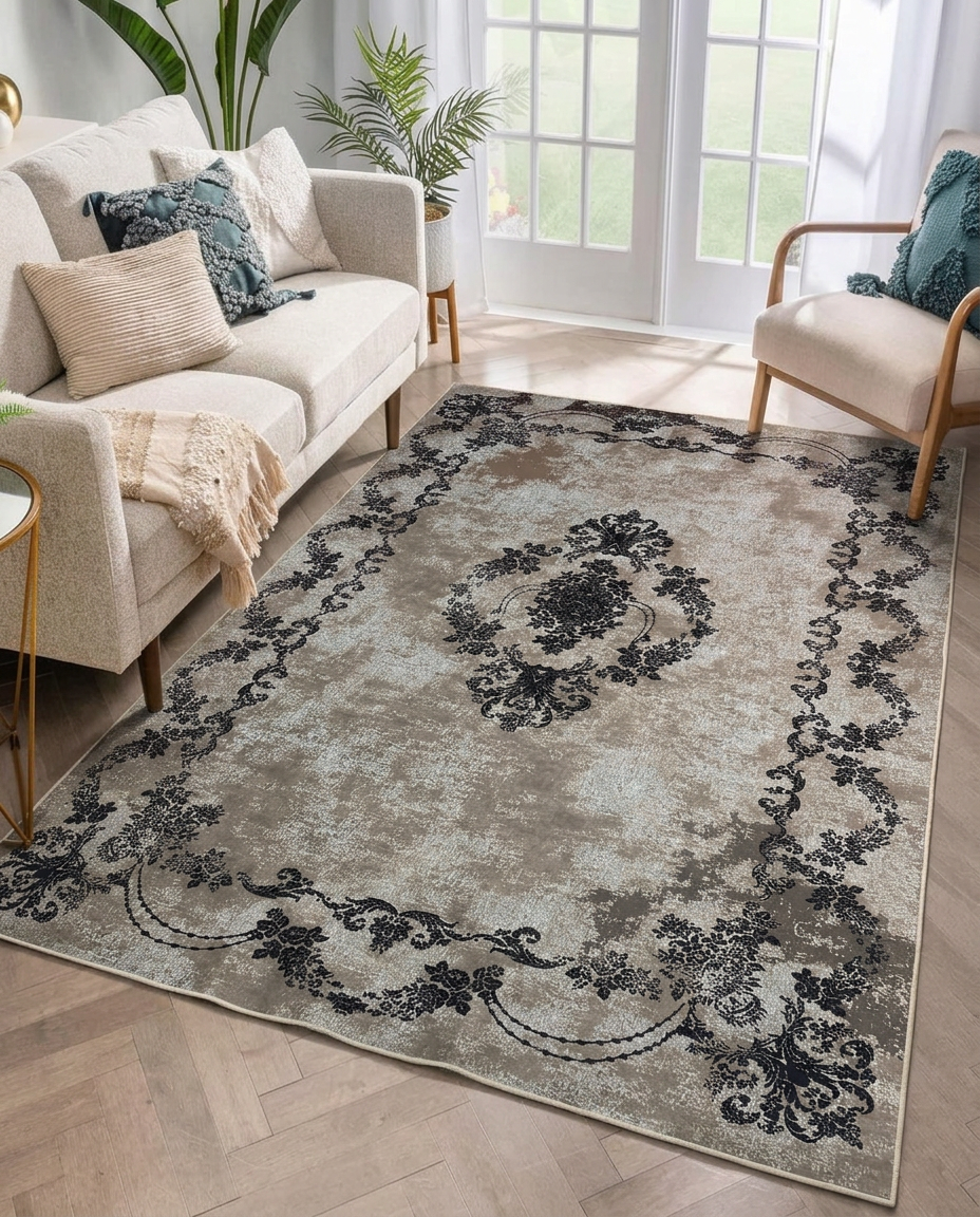 Noir Château Printed Soft Rug 160x230cm