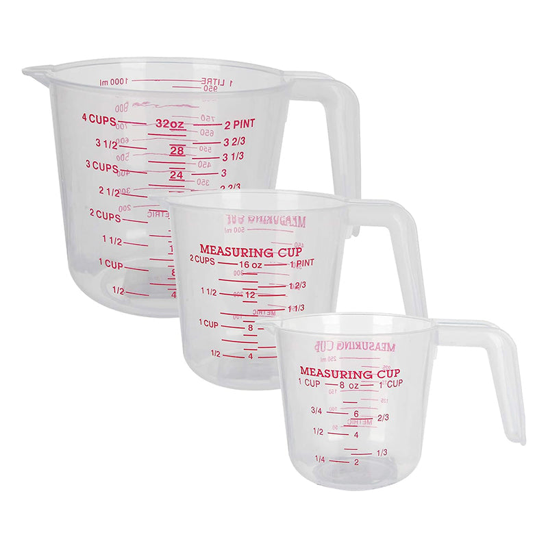 3 Pcs Stackable Plastic Measuring Jugs with Handle