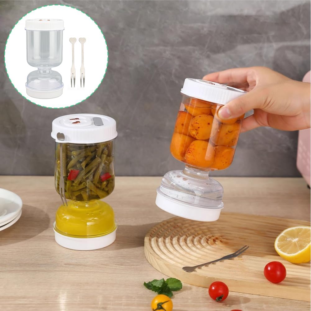 Gebe, Glass Pickle Jar With  Strainer Flip and Fork