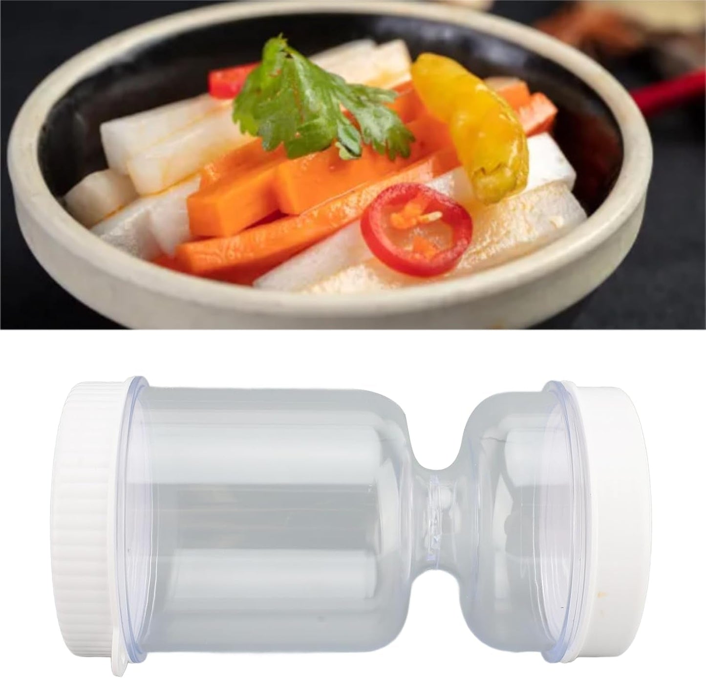 Gebe, Glass Pickle Jar With  Strainer Flip and Fork
