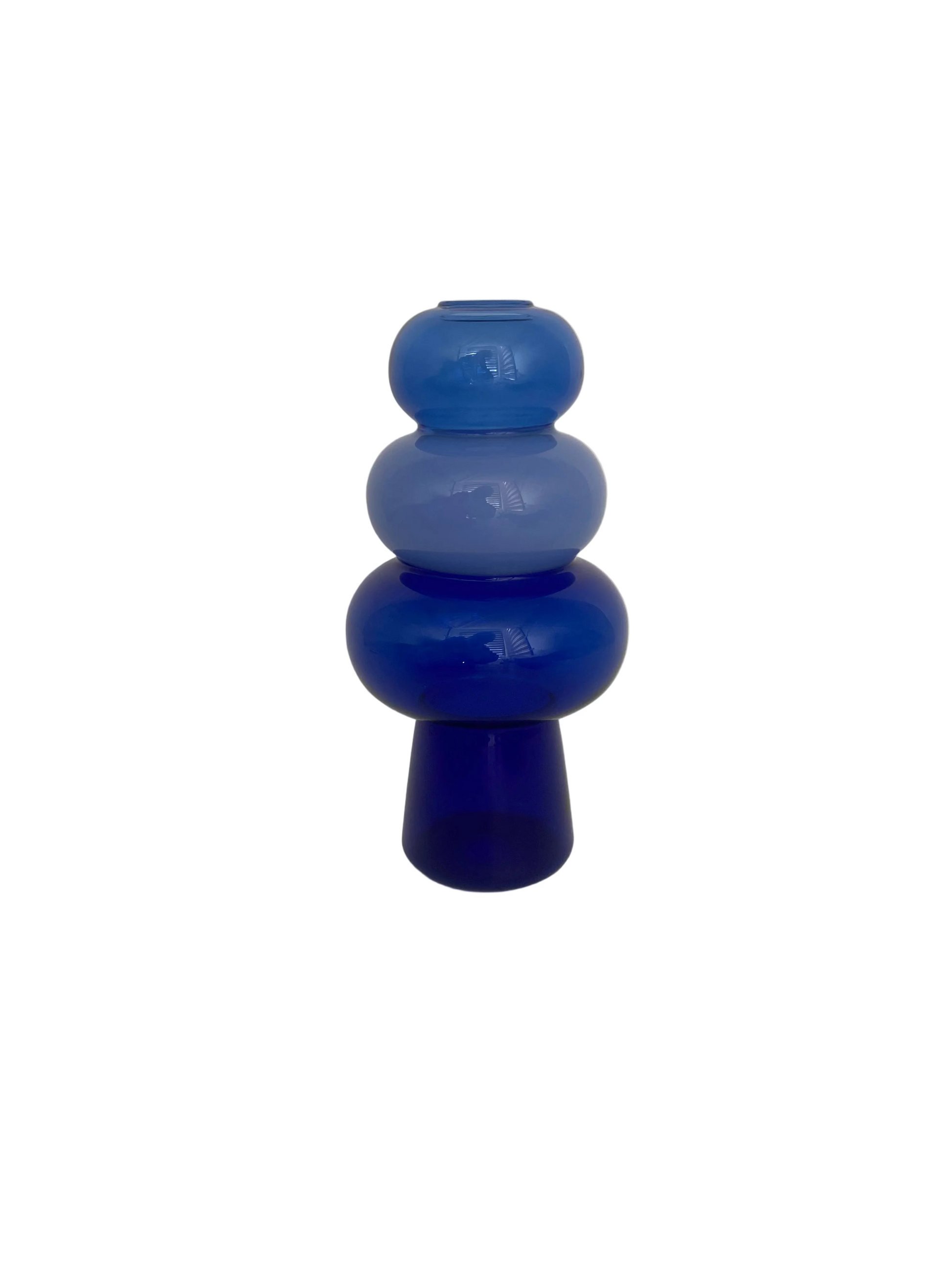 Blue & Honey Shades Two Pebble Footed Glass Vase