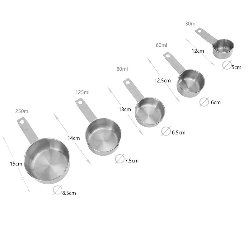 8 Pieces Stainless Steel Measuring Cups Set with Handle &  Hanging Hole