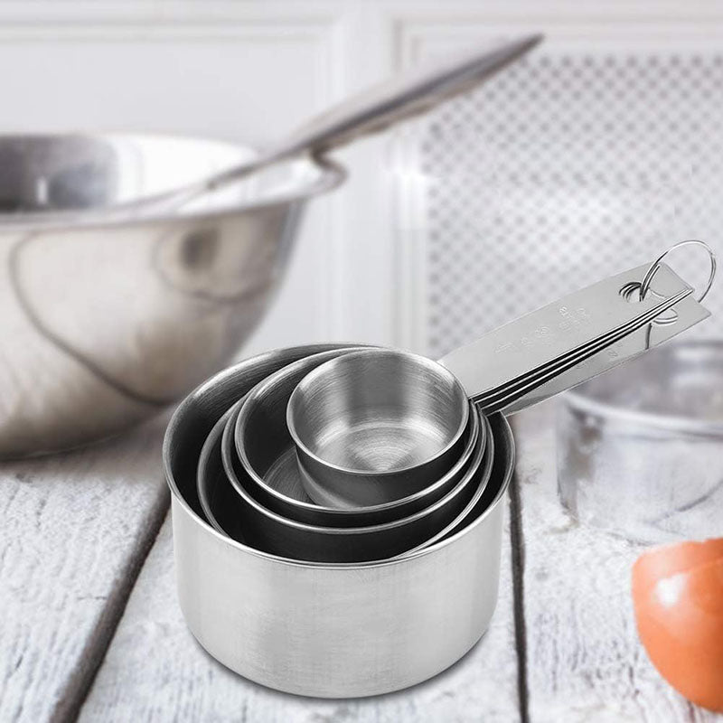 8 Pieces Stainless Steel Measuring Cups Set with Handle &  Hanging Hole