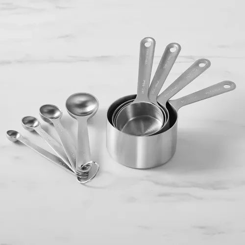 8 Pieces Stainless Steel Measuring Cups Set with Handle &  Hanging Hole