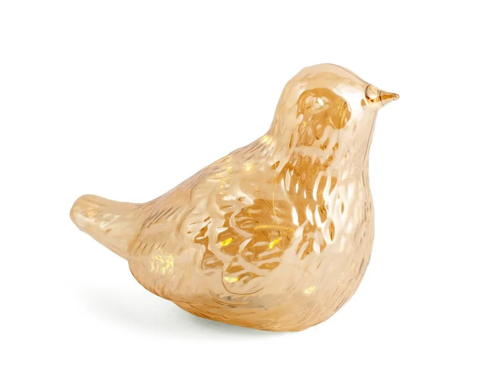 Gold Glass Bird With Light