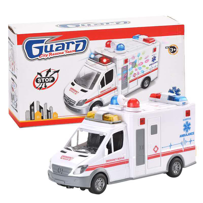 Electric Toy Ambulance Vehicle for Kids with 4D Lights and Siren