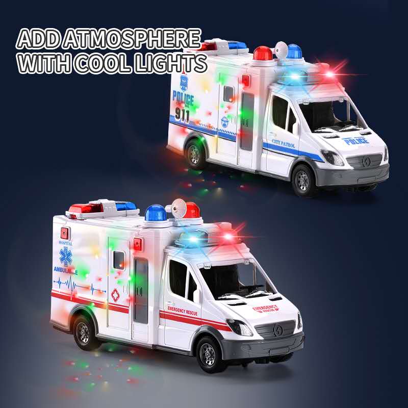 Electric Toy Ambulance Vehicle for Kids with 4D Lights and Siren