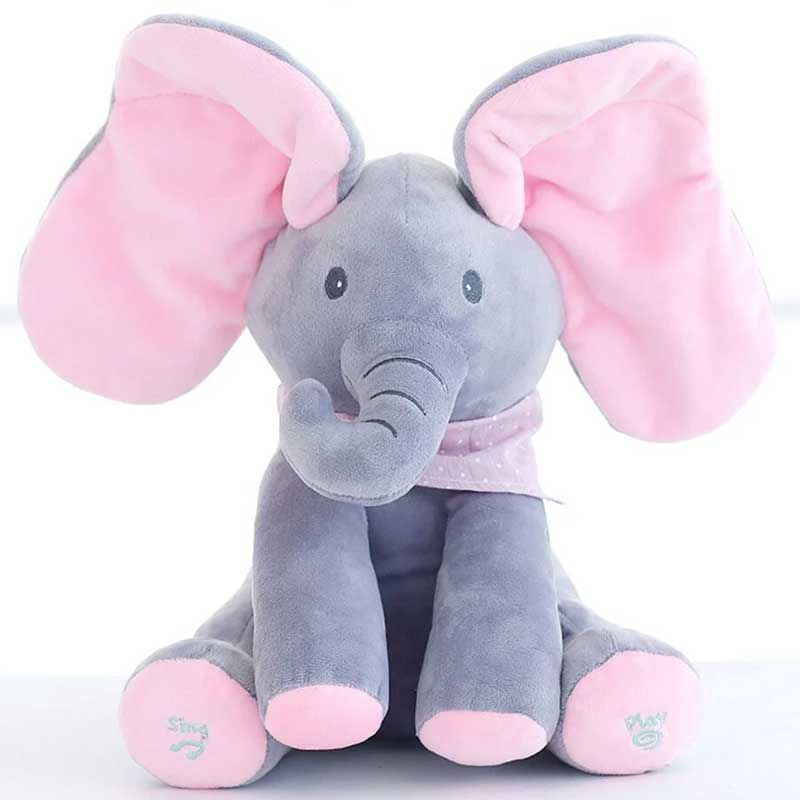 Cute Sing & Play 30cm Elephant Plush Toy Blue