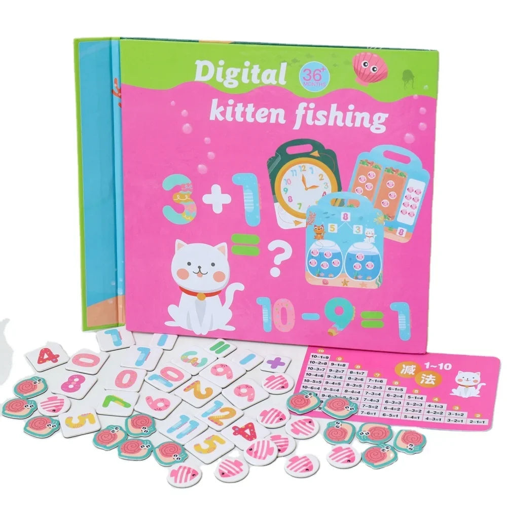 3 in 1 Kids Math Montessori Puzzle Toys Number Letters Cognitive Educational Book