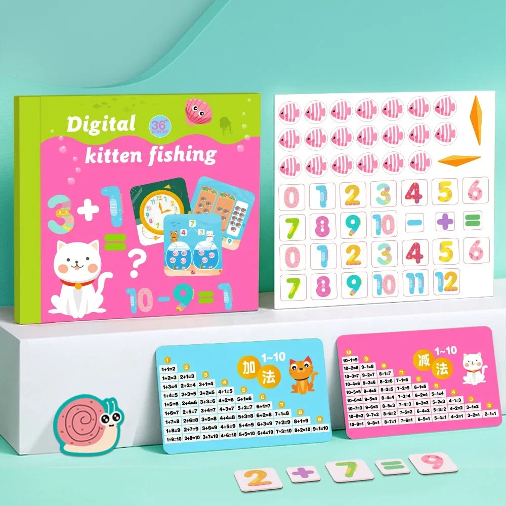 3 in 1 Kids Math Montessori Puzzle Toys Number Letters Cognitive Educational Book