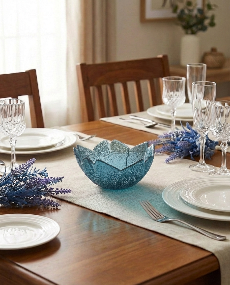 Lilac Aqua Flowel Bowel - Glass