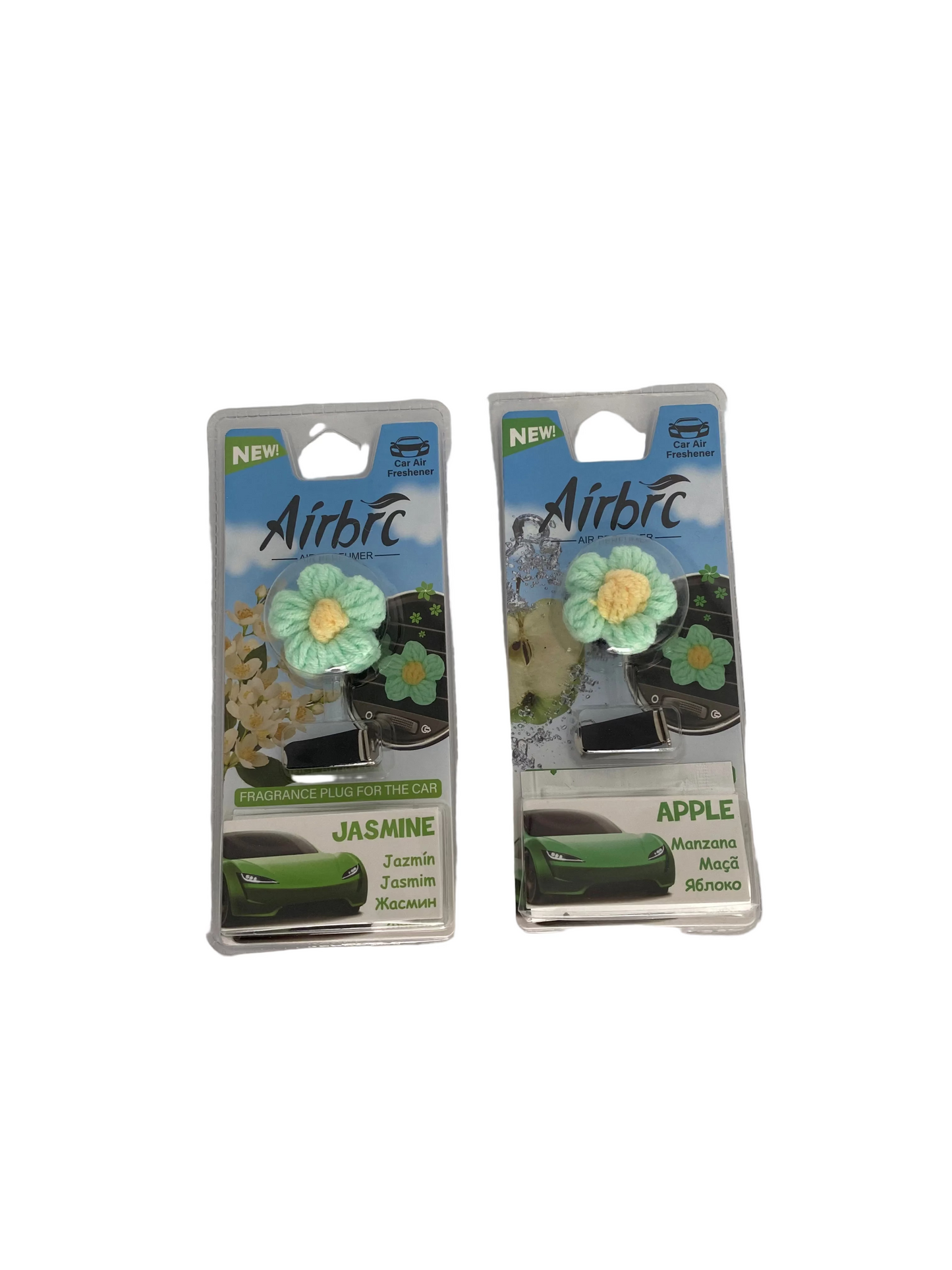 Car Air Freshener - Green Crochet Flower
