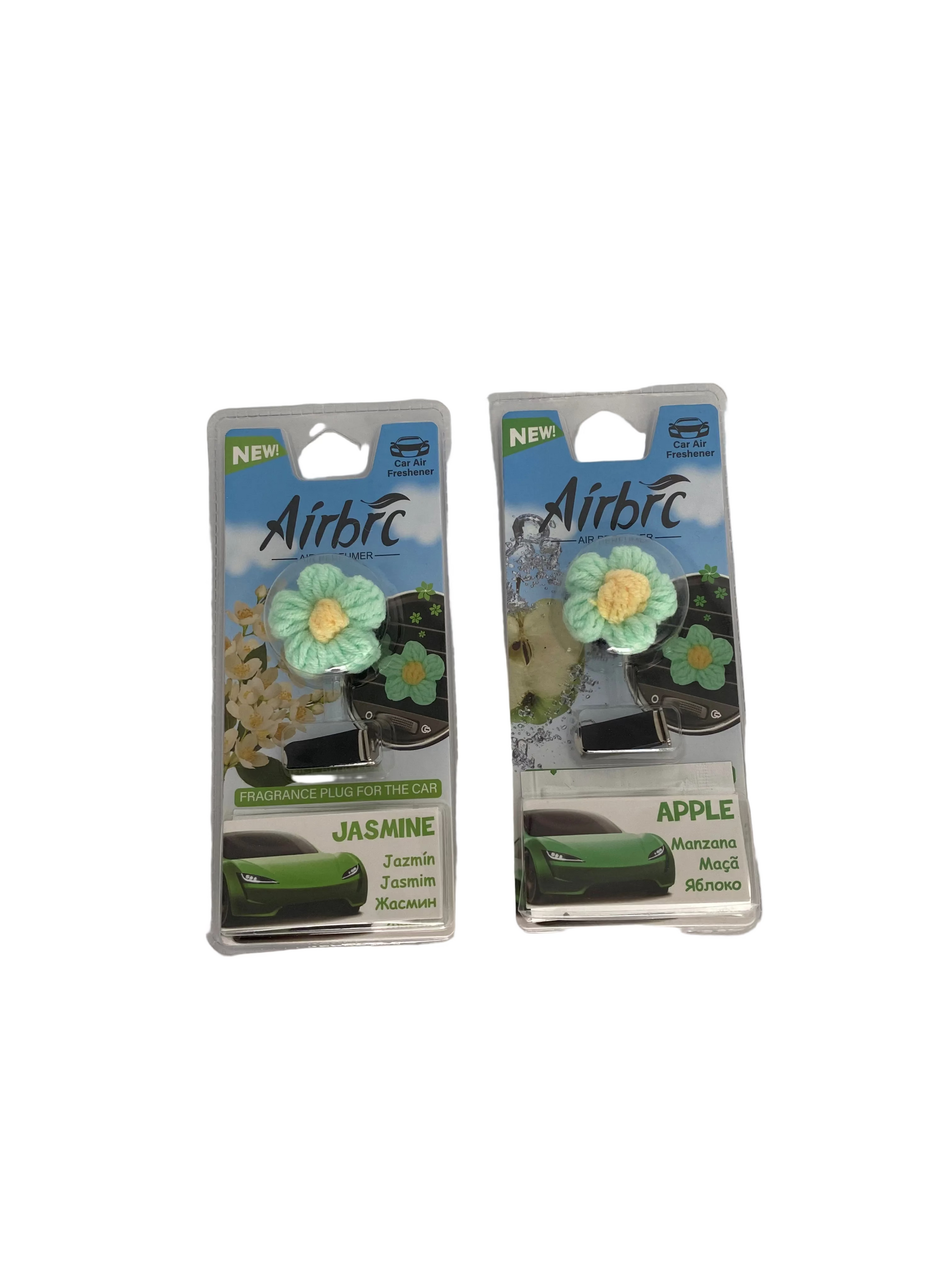 Car Air Freshener - Green Crochet Flower