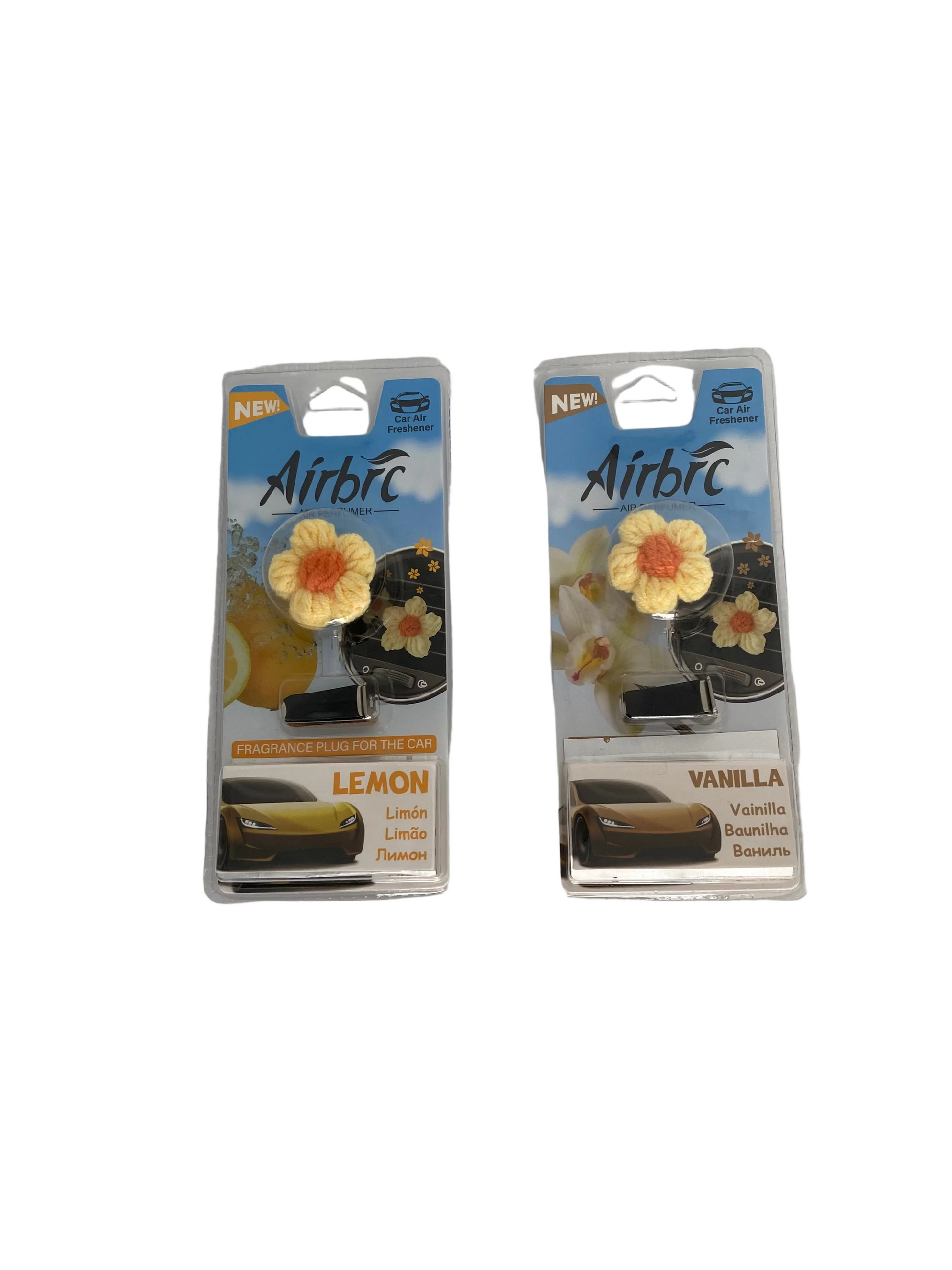 Car Air Freshener - Yellow Crochet Flower