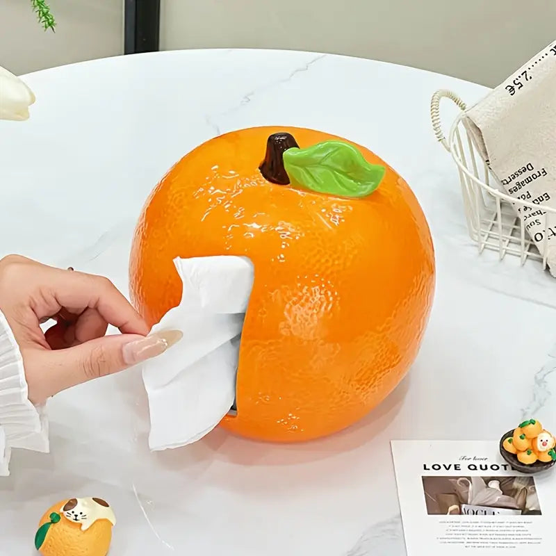 Realistic Orange Fruit  Shaped Tissue Box Dispenser