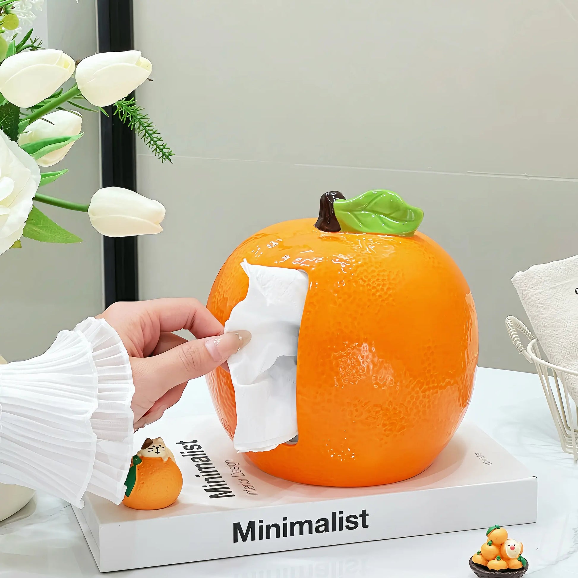 Realistic Orange Fruit  Shaped Tissue Box Dispenser