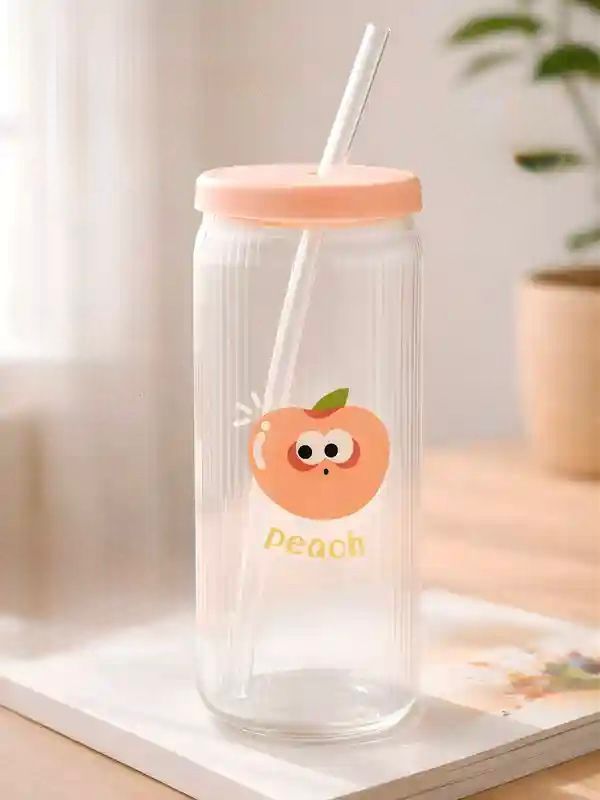 Glass Cup With Straw