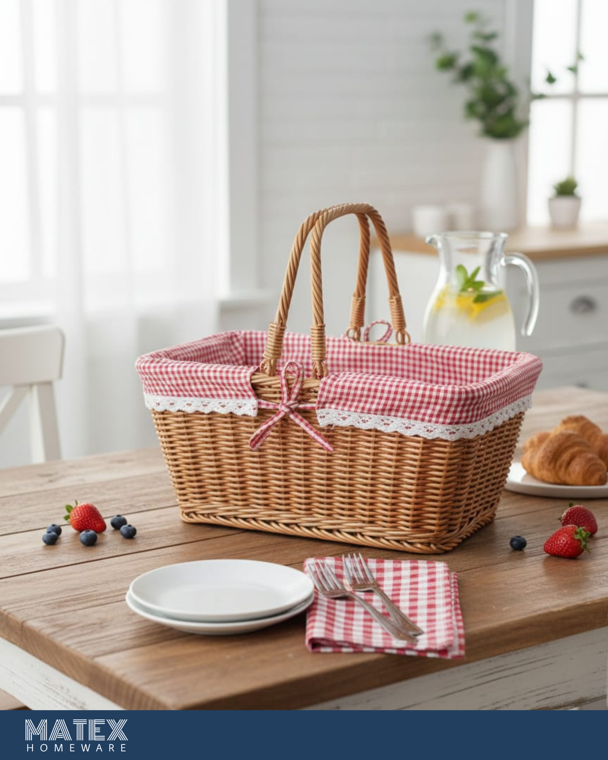 Cottage Picnic Wicker Basket