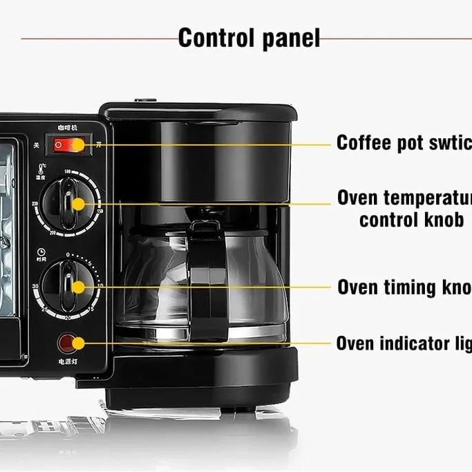 Raf 3 In 1 Breakfast Maker Grill-Frye-Coffe maker 9 Litre R5308B