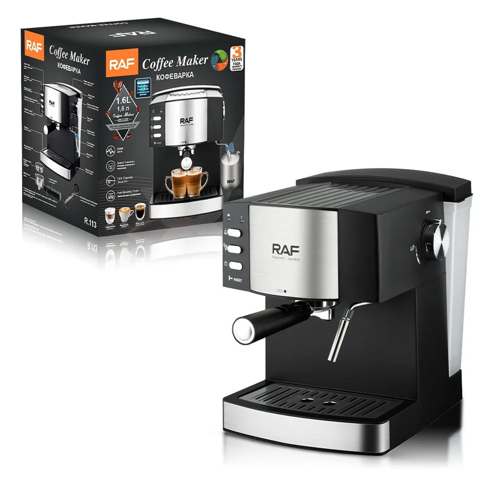 Raf Espresso Coffee Maker 850W Strong Power 1.6L Cafe Machine Steam Foaming Machine R113 - Medaid International
