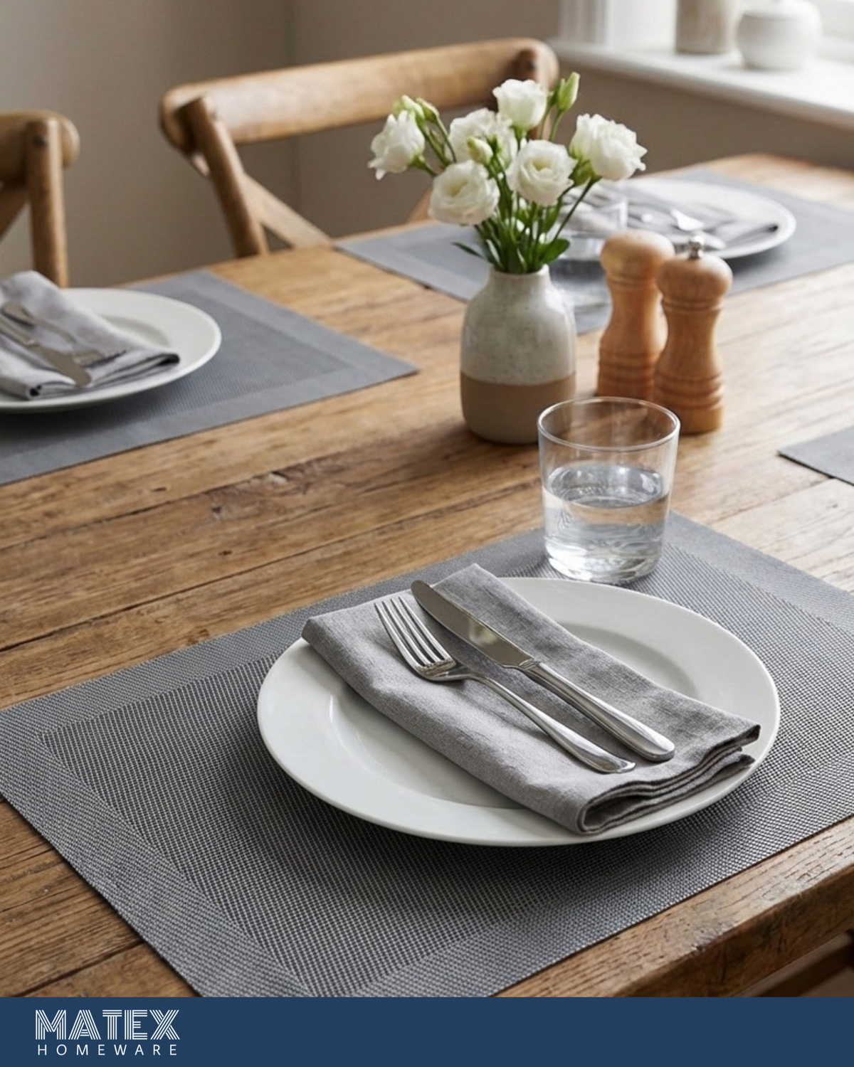 Grey Place Mats 6pcs for Table
