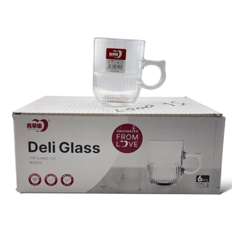 Set Of 6 Pcs Glass  Tea Mugs