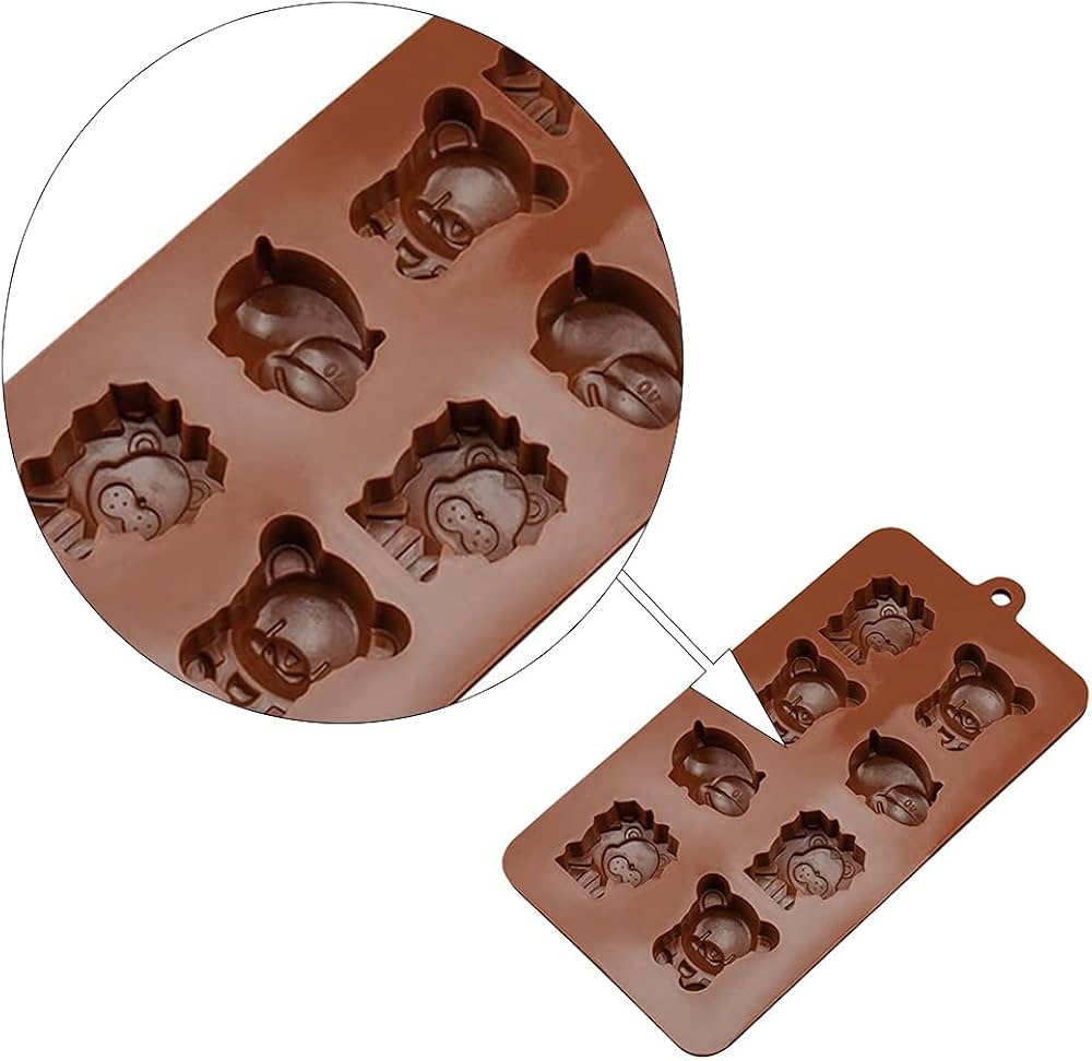 1 Pc Little Bear Hippo Lion Chocolate Mold