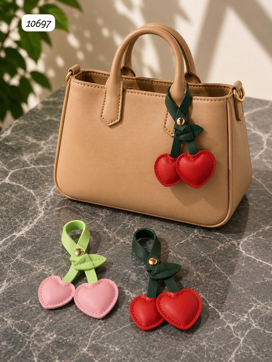 Cherry Leather Bag Charm