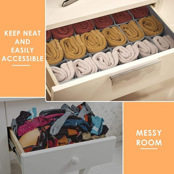 24-Grids Socks & Underwear Drawer Organizer Divider