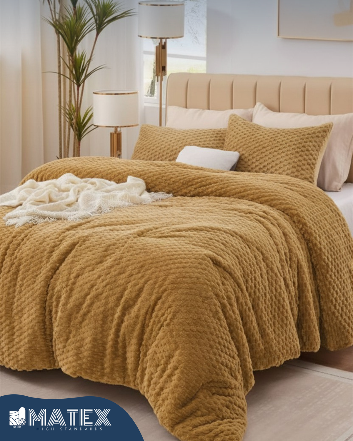 Single Size Coffee Beige Rabbit Faux Fur Sherpa Comforter