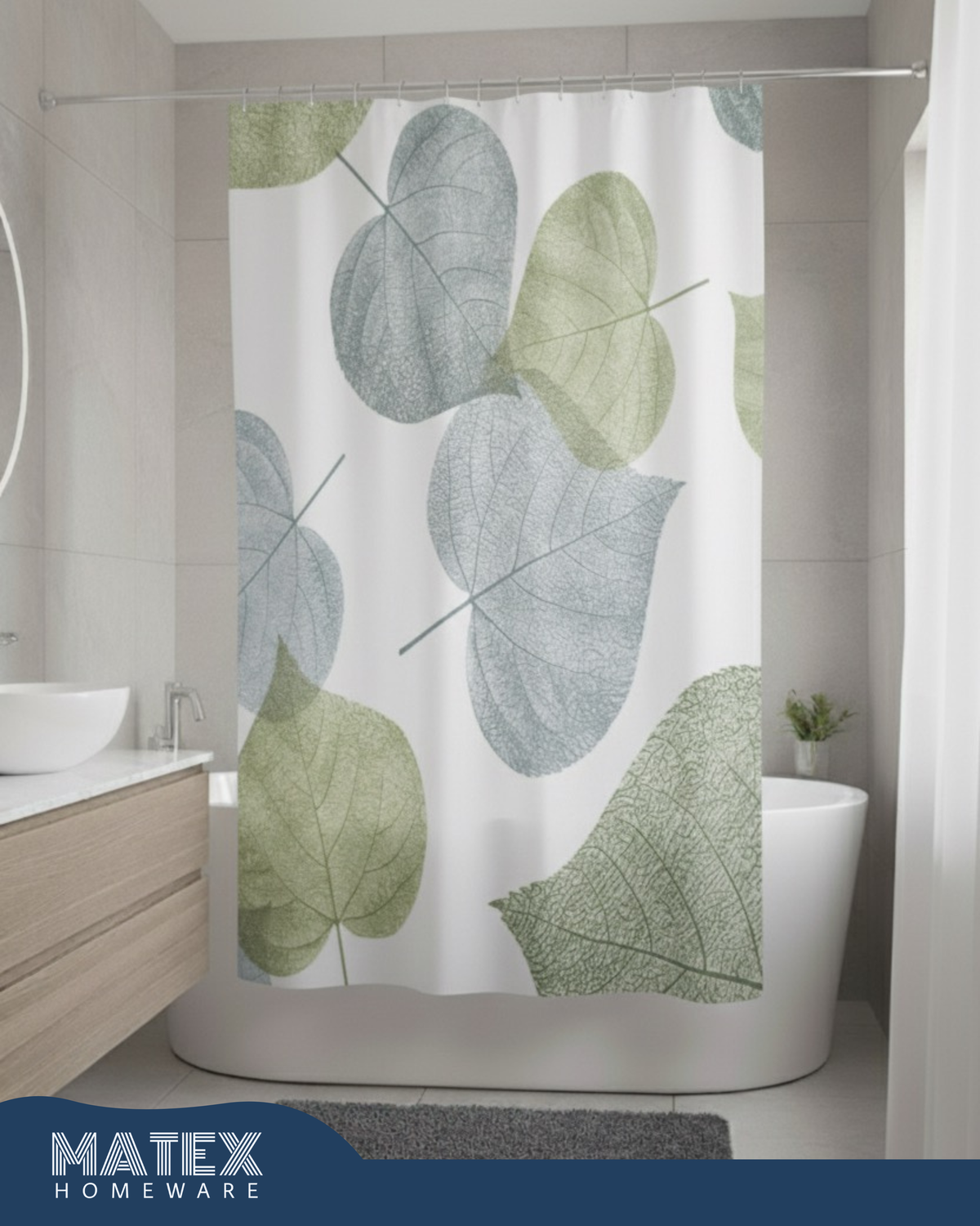 Pattern NewLeaf Waterproof Shower Curtain 180x180cm