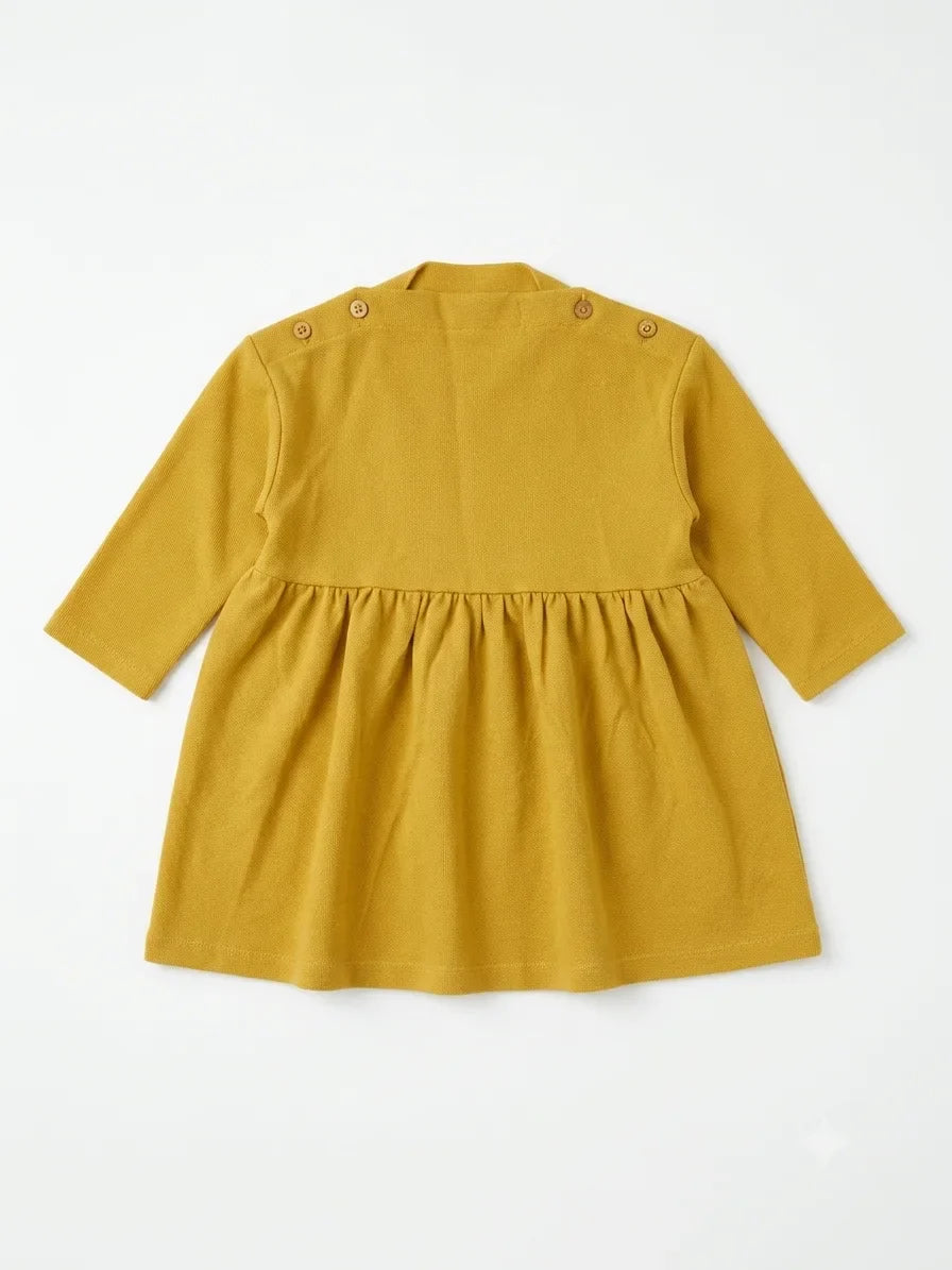Zara Baby Girl's Mustard Long Sleeves Dress | Zara In Lebanon