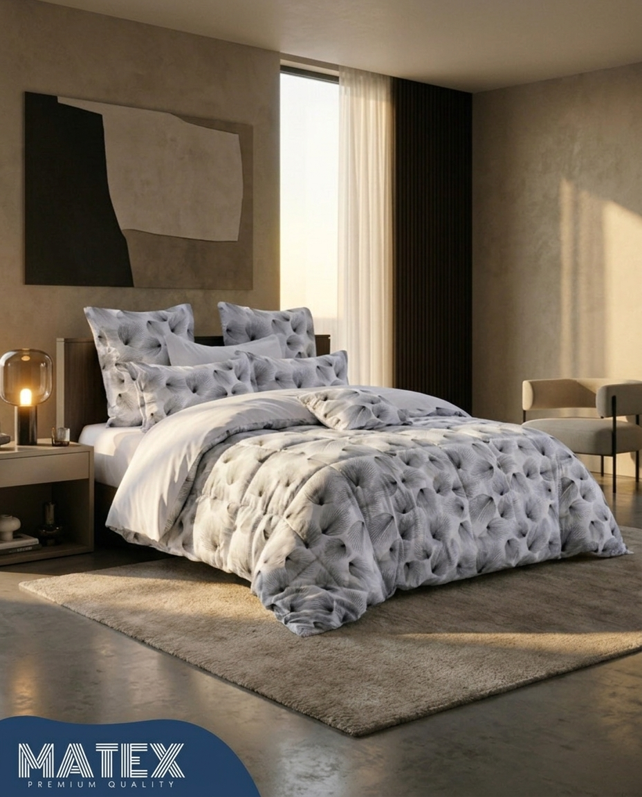 Grey Leaf Comforter All-Season Ready Duvet Set