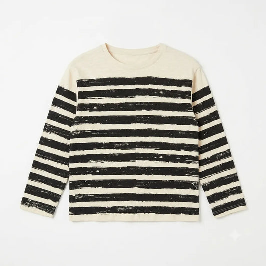 Zara Boy's Off White & Black Striped Crewneck Blouse | Zara In Lebanon