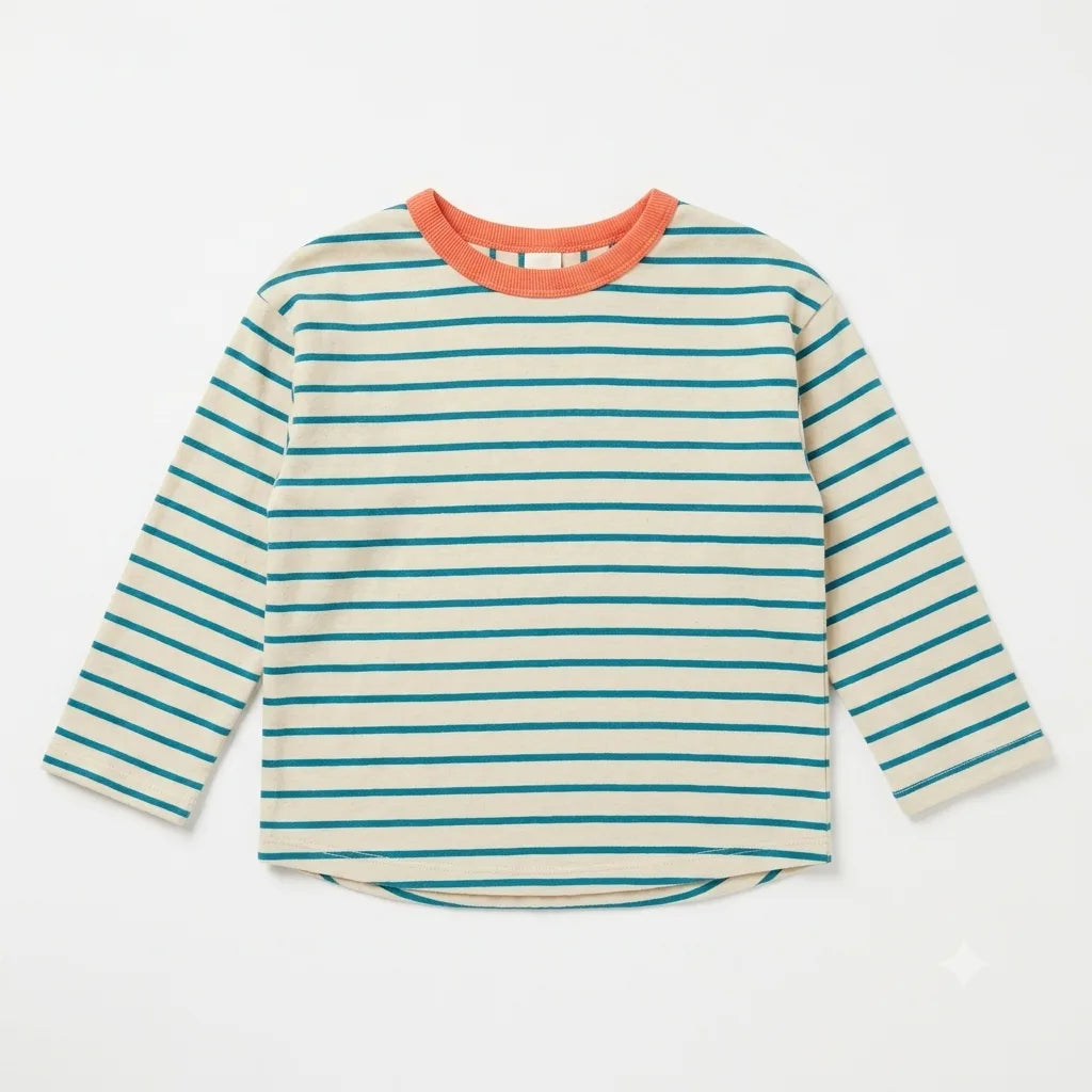 Zara Girl's Cream & Blue Striped Blouse With Contrast Collar | Zara In Lebanon