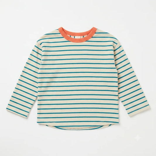 Zara Girl's Cream & Blue Striped Blouse With Contrast Collar | Zara In Lebanon