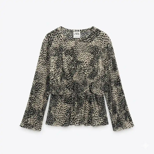 Zara Girl's Black & White Pleated Blouse | Zara In Lebanon